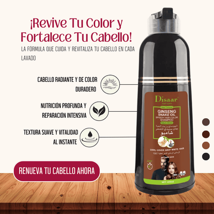 ColorVive®  Shampoo Tinte que Cubre Canas al Instante y Nutre tu Cabello